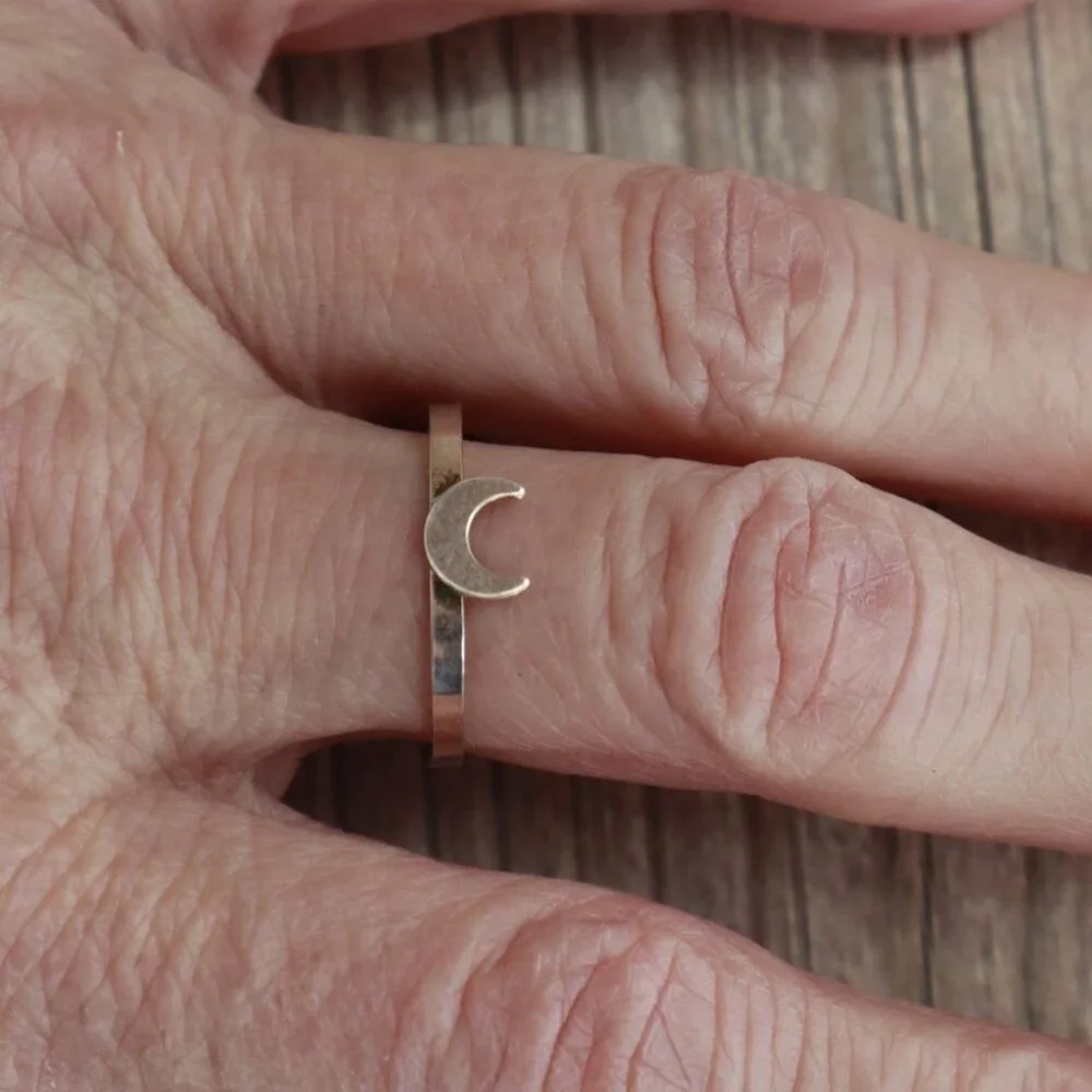 Moon Stacker Ring Silver Bohemian Elegant Casual Modern Timeless Gypsy Party NWT